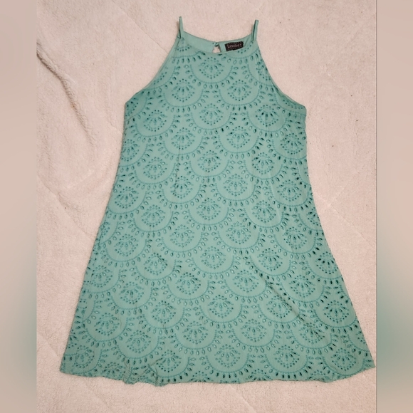 Luxology Dresses & Skirts - Luxology Mint Mini Scalloped Eyelet Lace Dress Size 14 Women's Summer